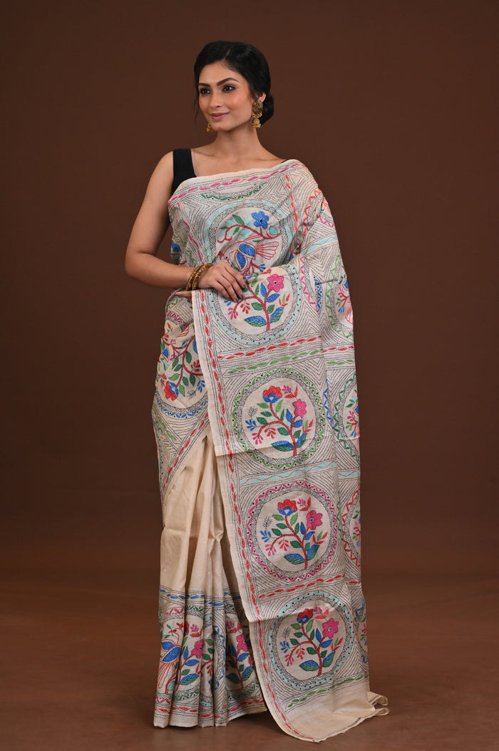 Pure Silk Kantha Saree