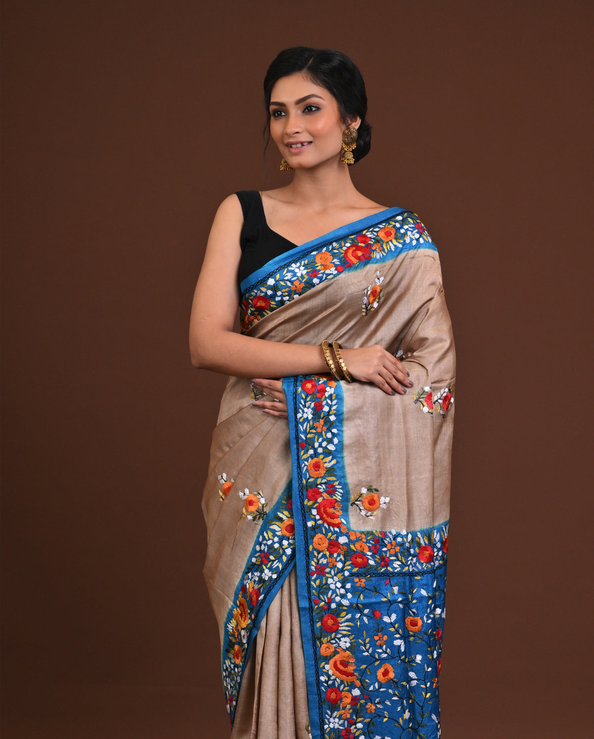 Silk Jalchuri Allover Kantha Saree