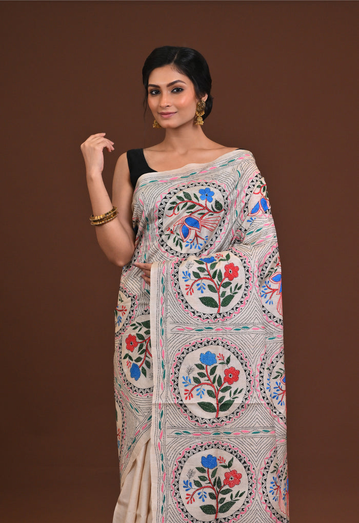 Pure Silk Kantha Saree