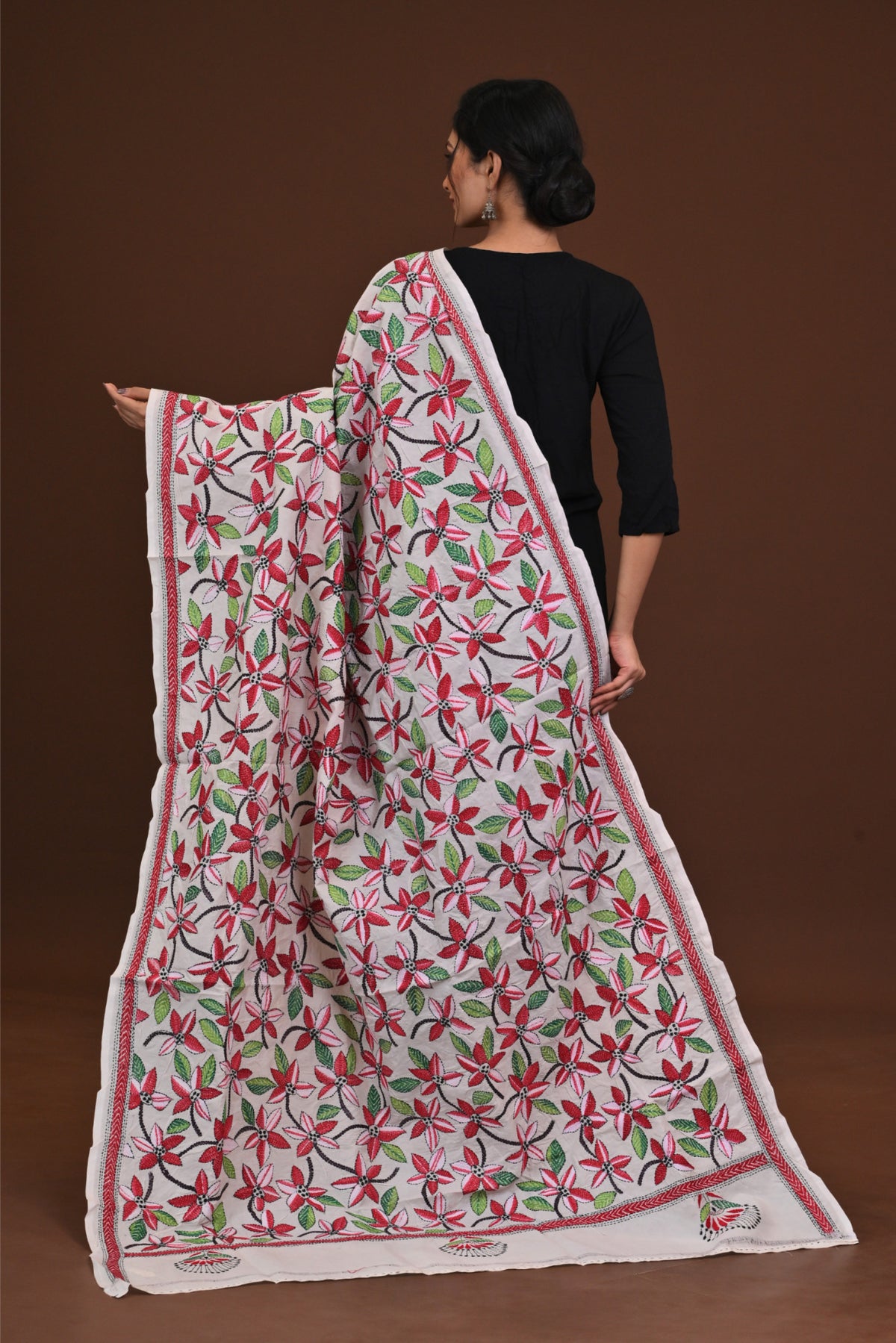 Pure Silk Kantha Dupatta