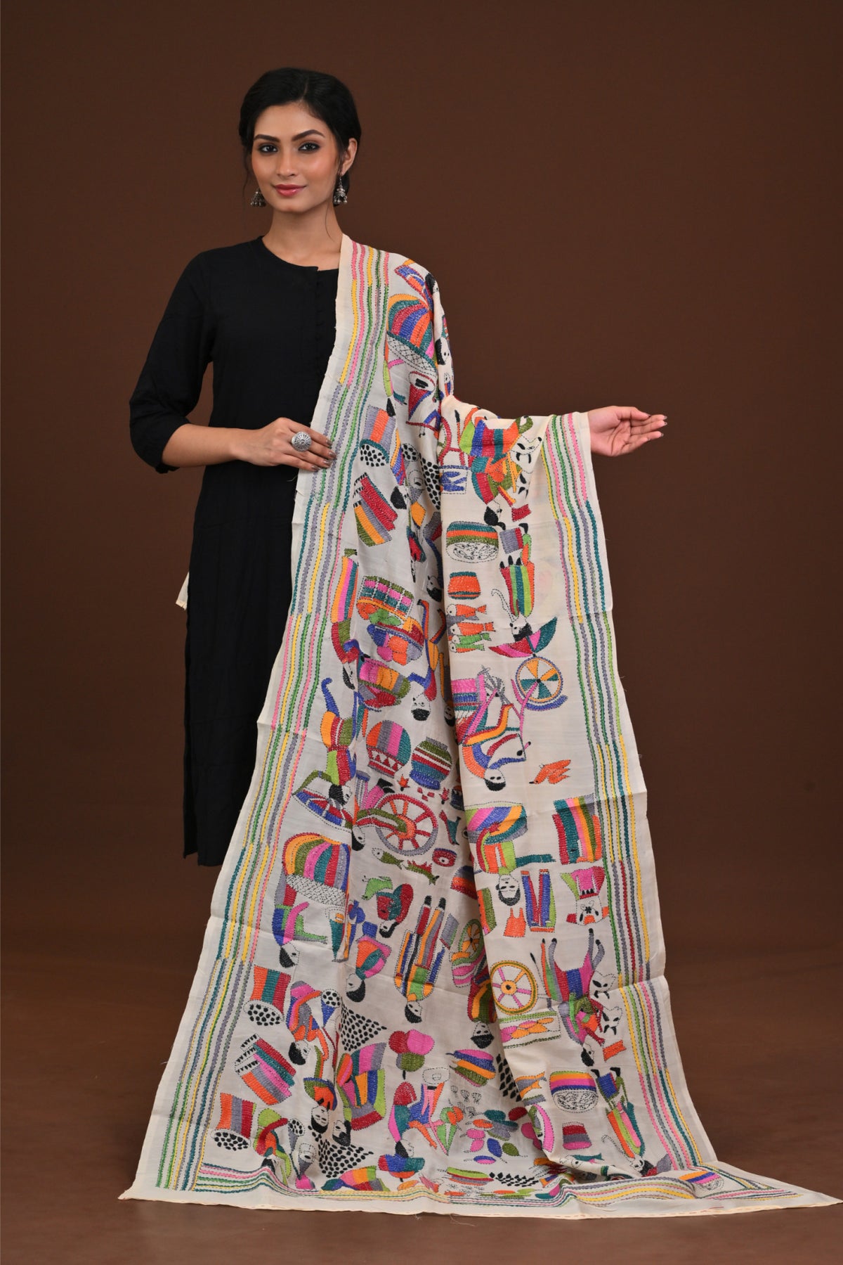 Pure Silk Kantha Dupatta