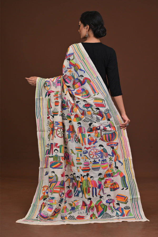 Pure Silk Kantha Dupatta