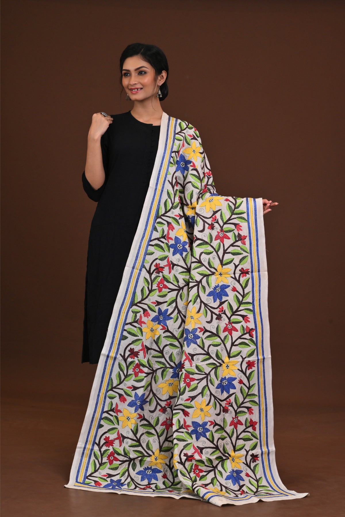 Pure Silk Kantha Dupatta