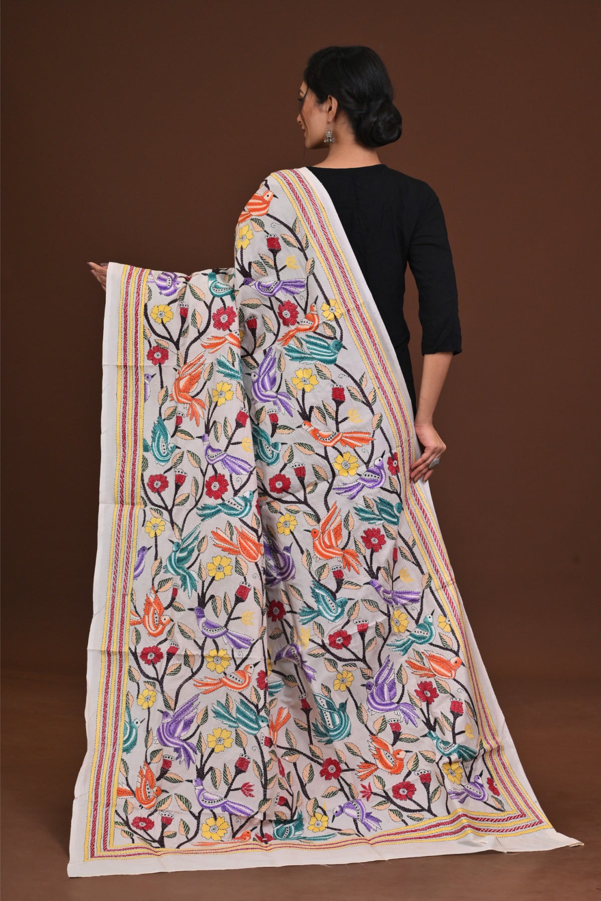 Pure Silk Kantha Dupatta