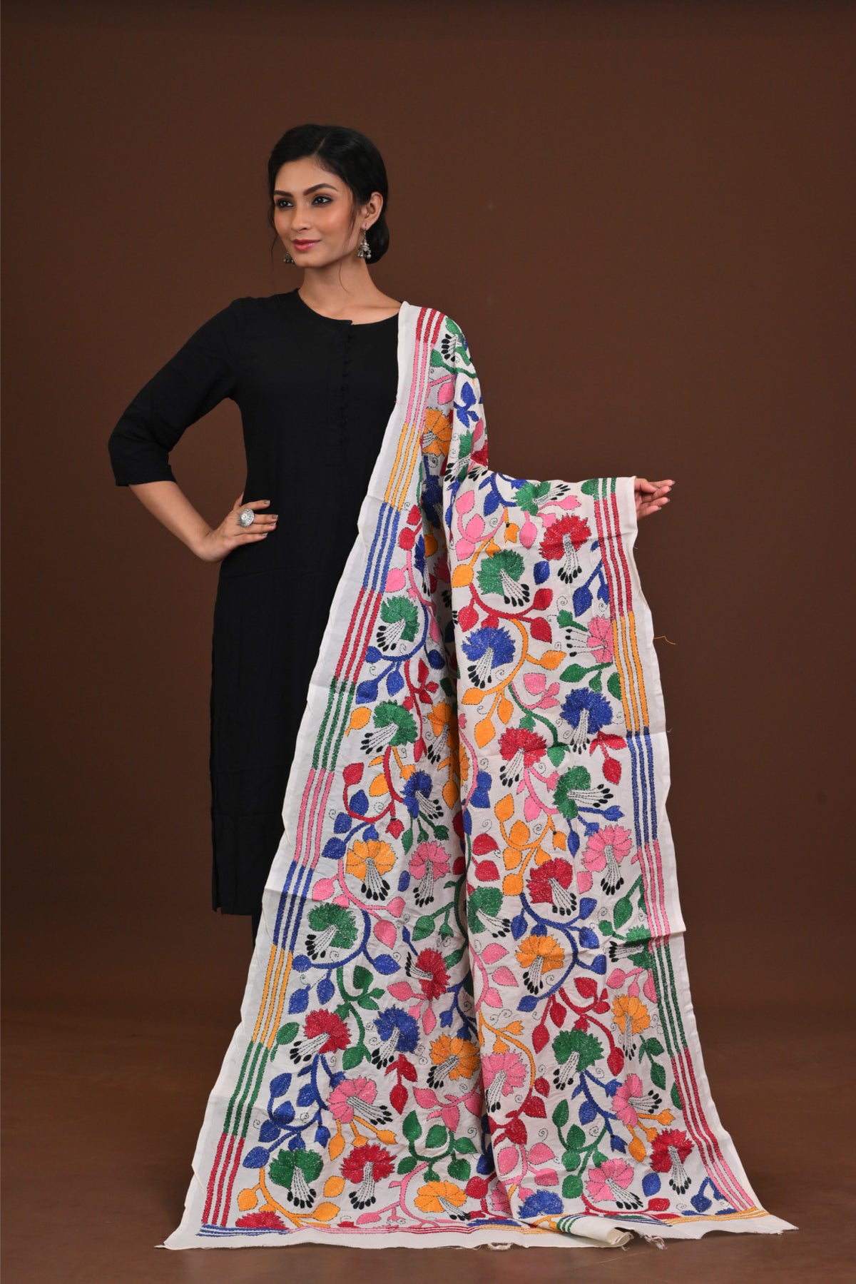 Pure Silk Kantha Dupatta