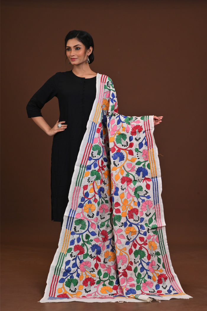 Pure Silk Kantha Dupatta