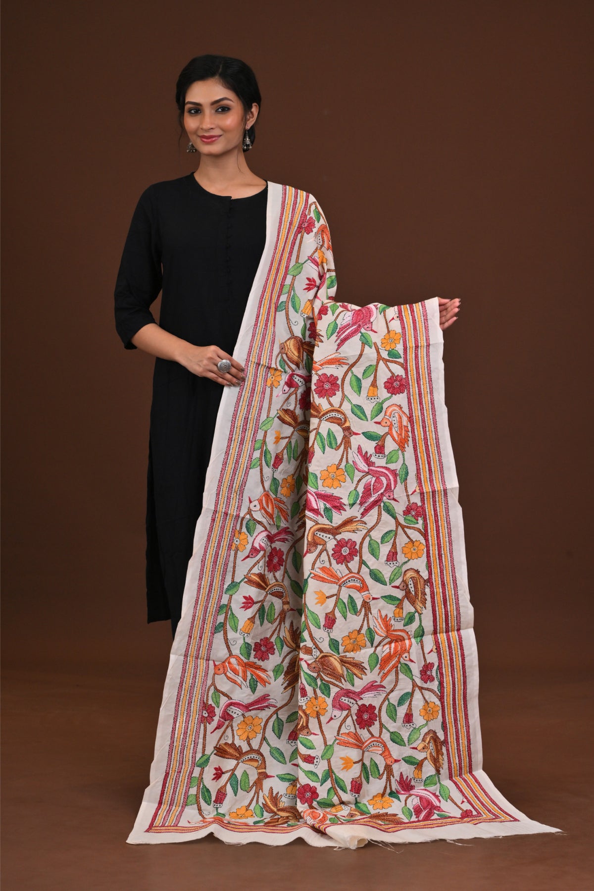 Pure Silk Kantha Dupatta