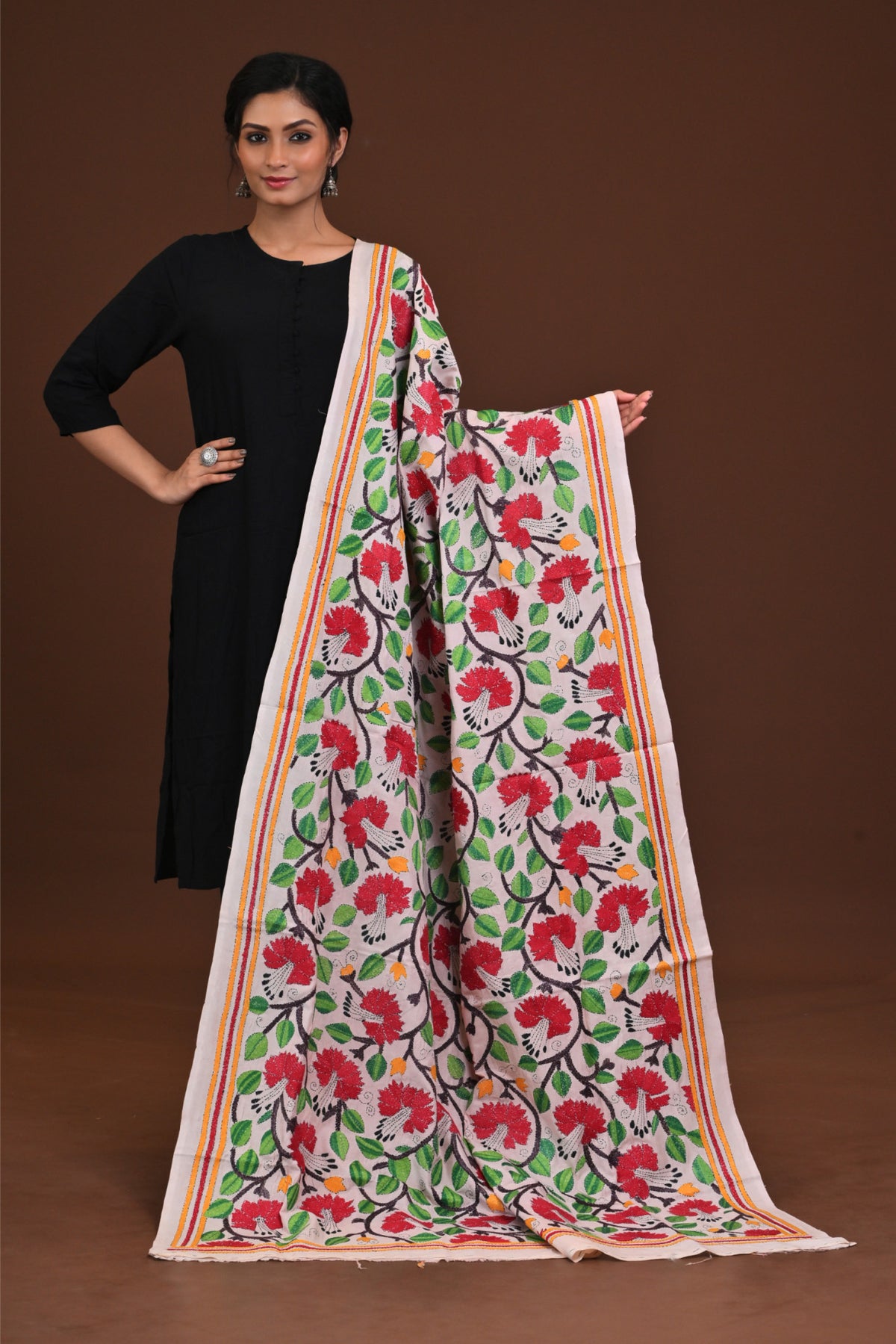 Pure Silk Kantha Dupatta