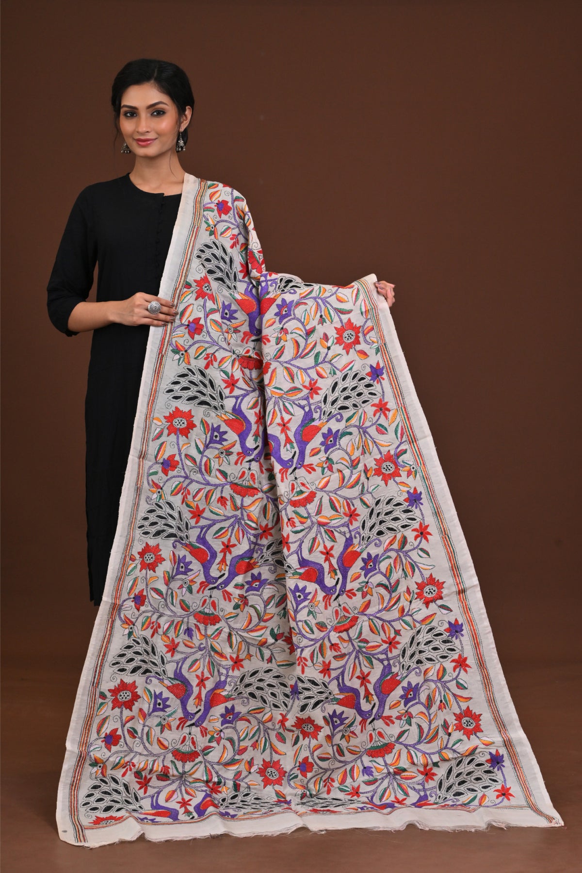 Pure Silk Kantha Dupatta