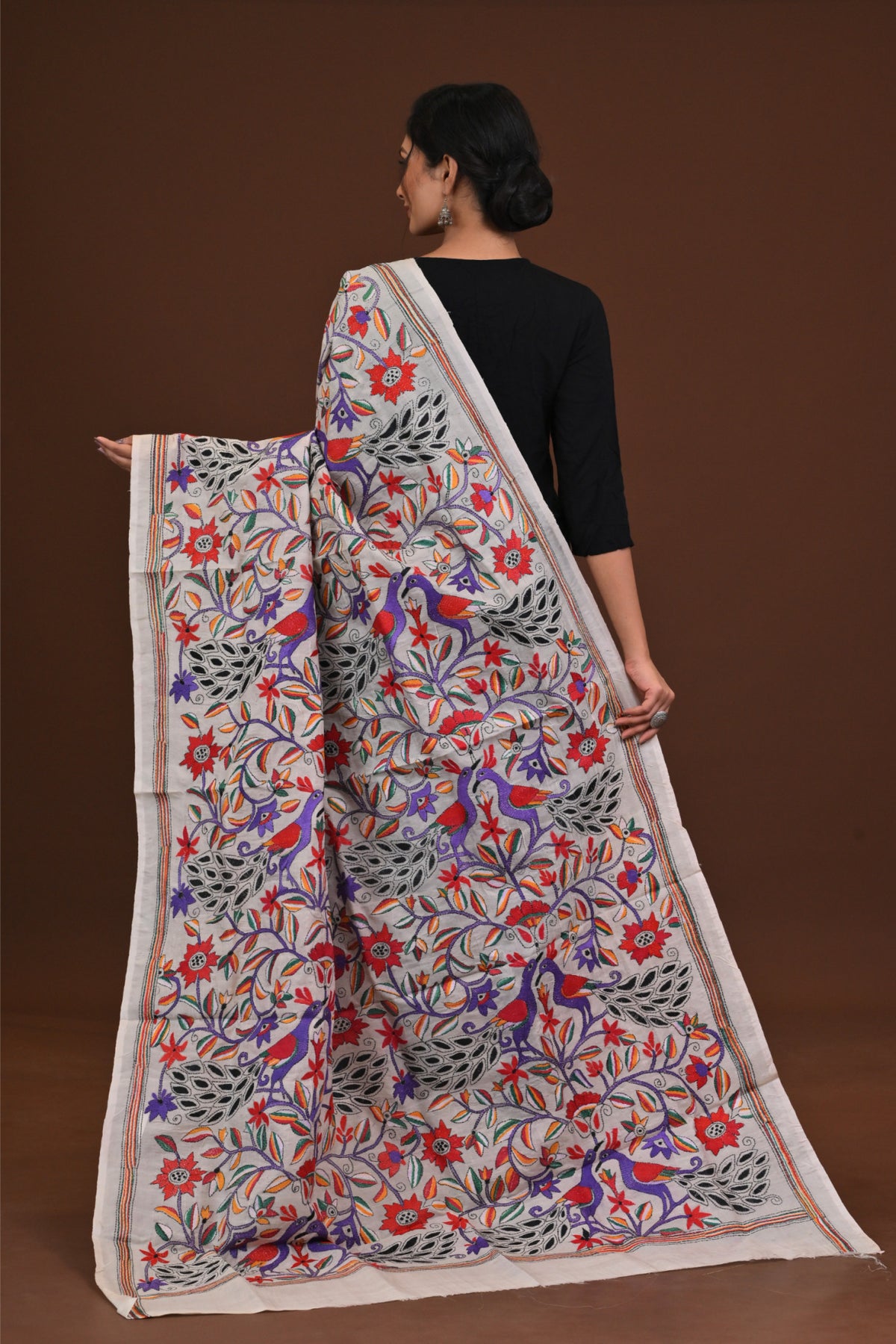 Pure Silk Kantha Dupatta