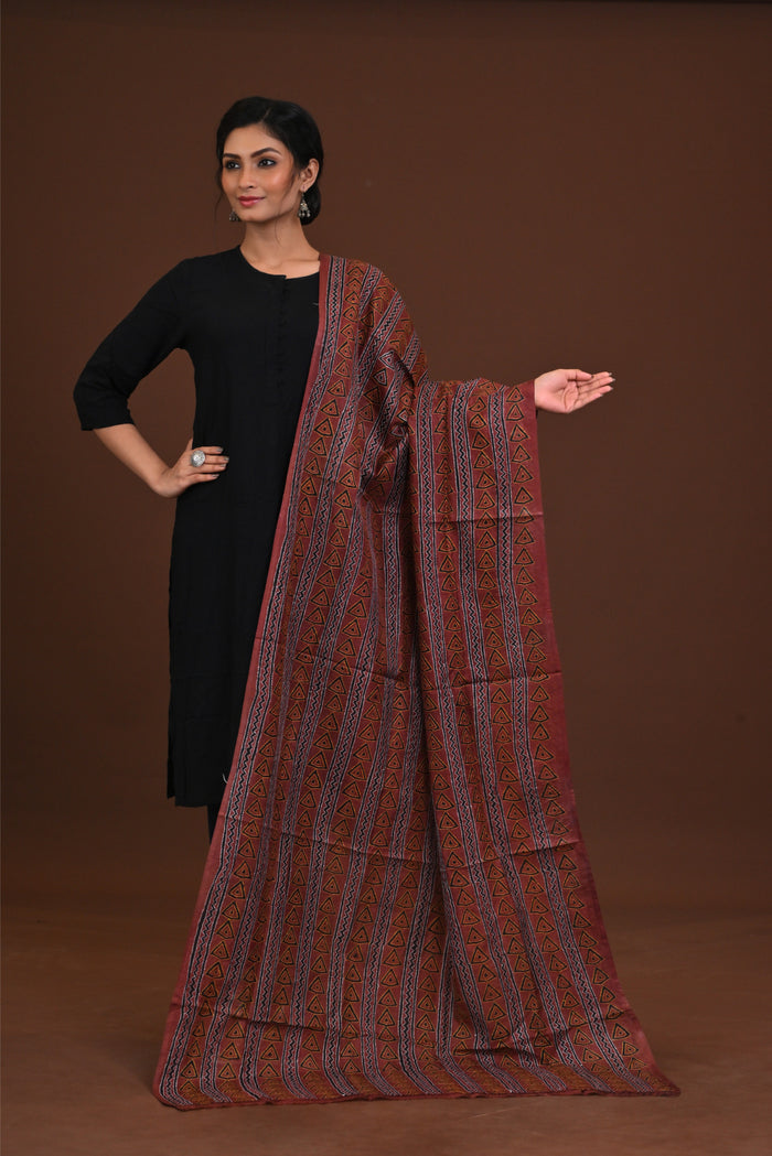Silk Block Kantha Dupatta