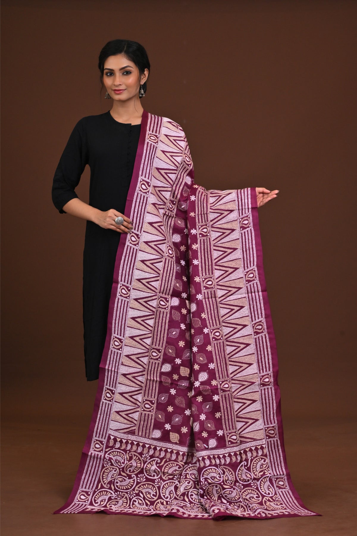 Pure Silk Kantha Dupatta