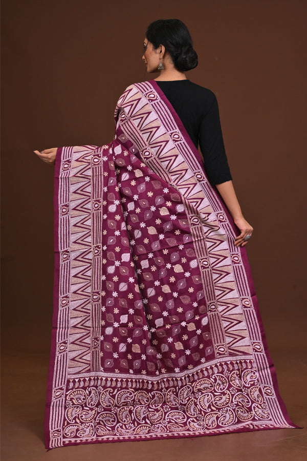 Pure Silk Kantha Dupatta