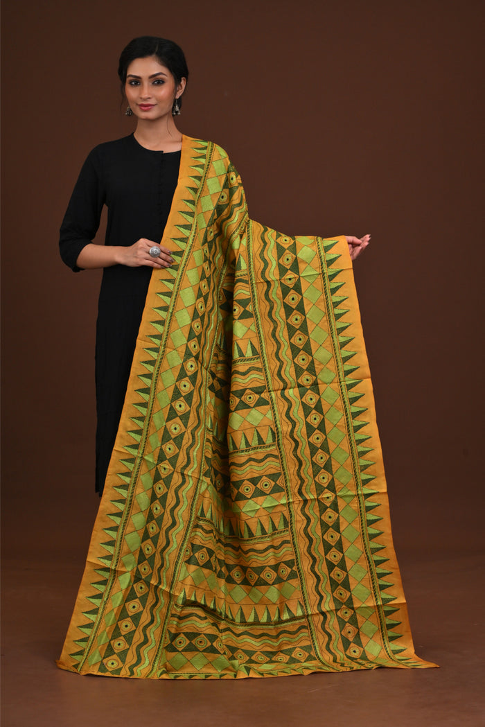 Pure Silk Kantha Dupatta