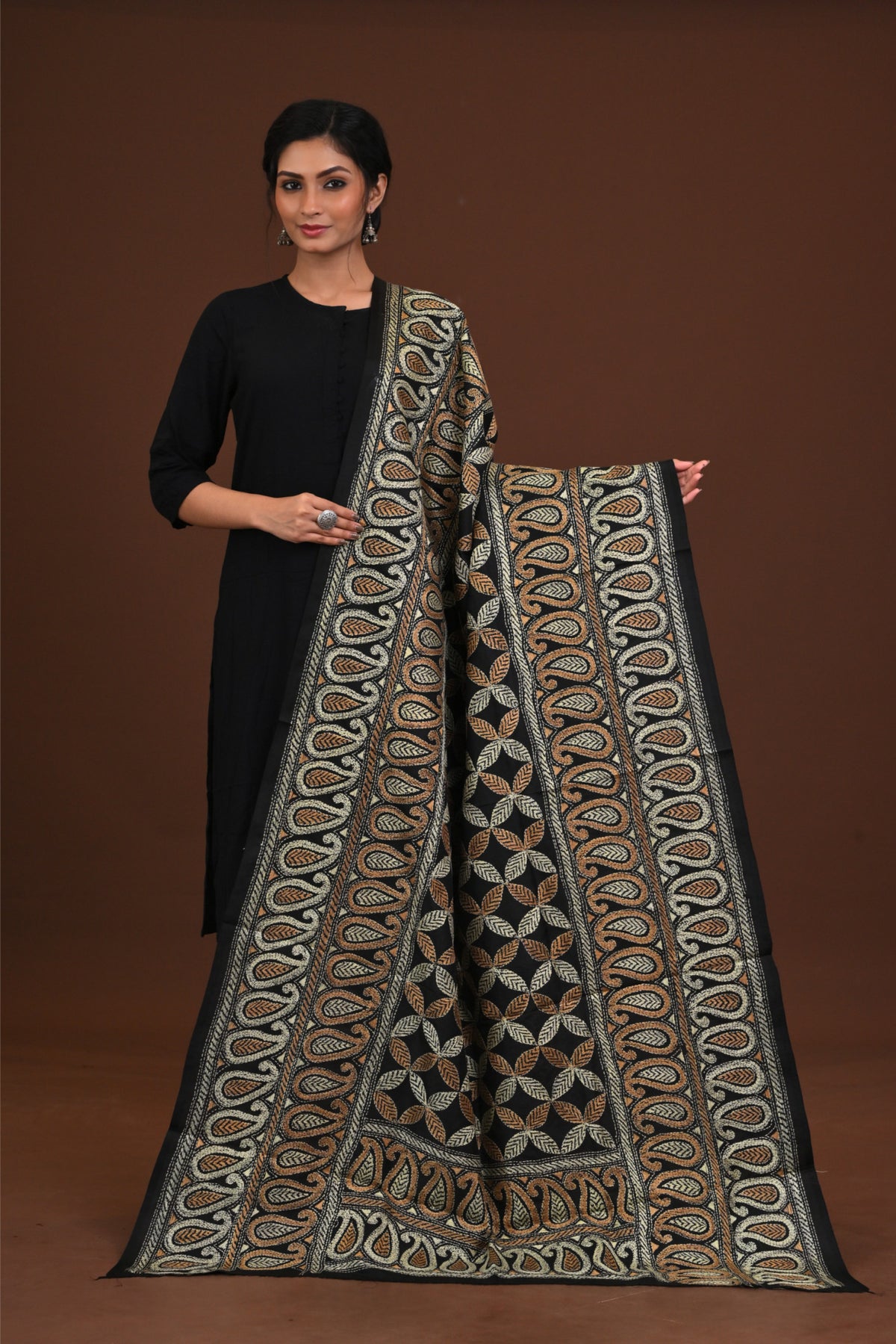 Pure Silk Kantha Dupatta