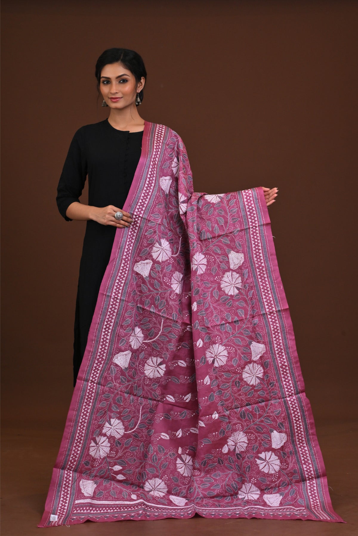 Pure Silk Kantha Dupatta