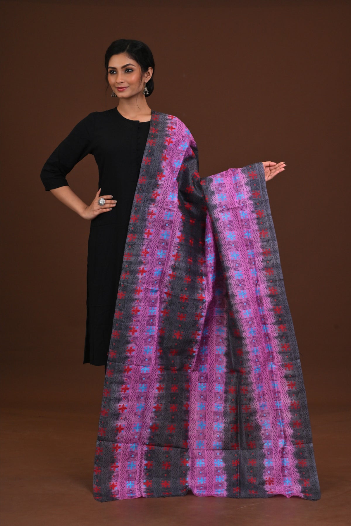 Silk Dye Kantha Dupatta