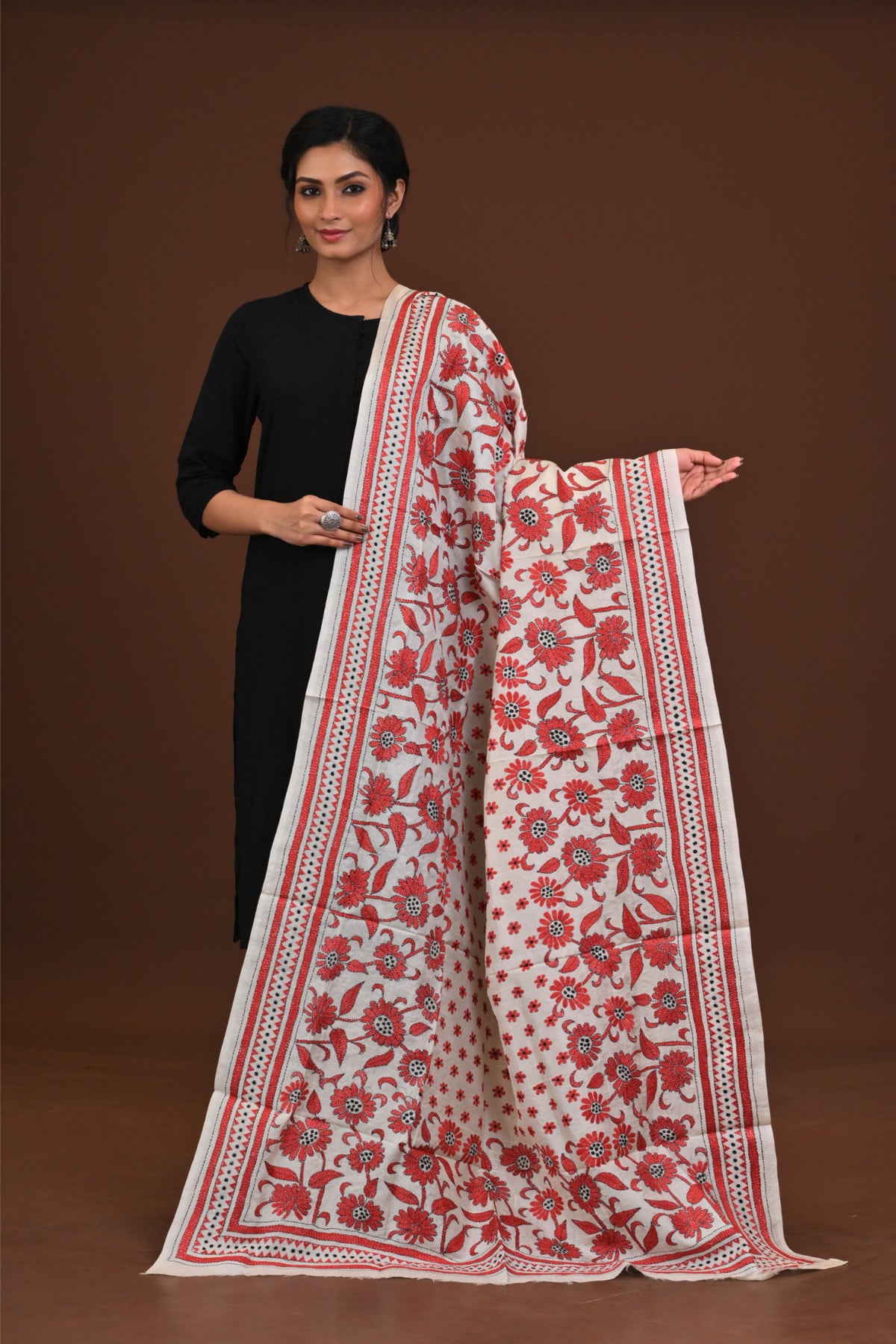 Pure Silk Kantha Dupatta