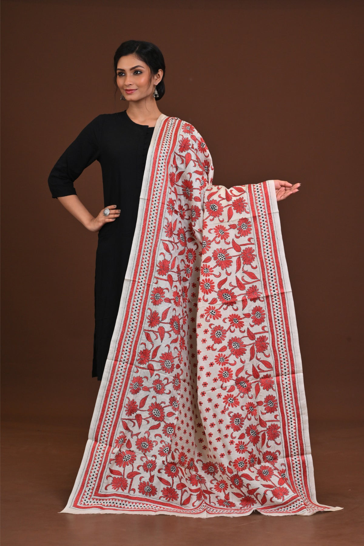 Pure Silk Kantha Dupatta