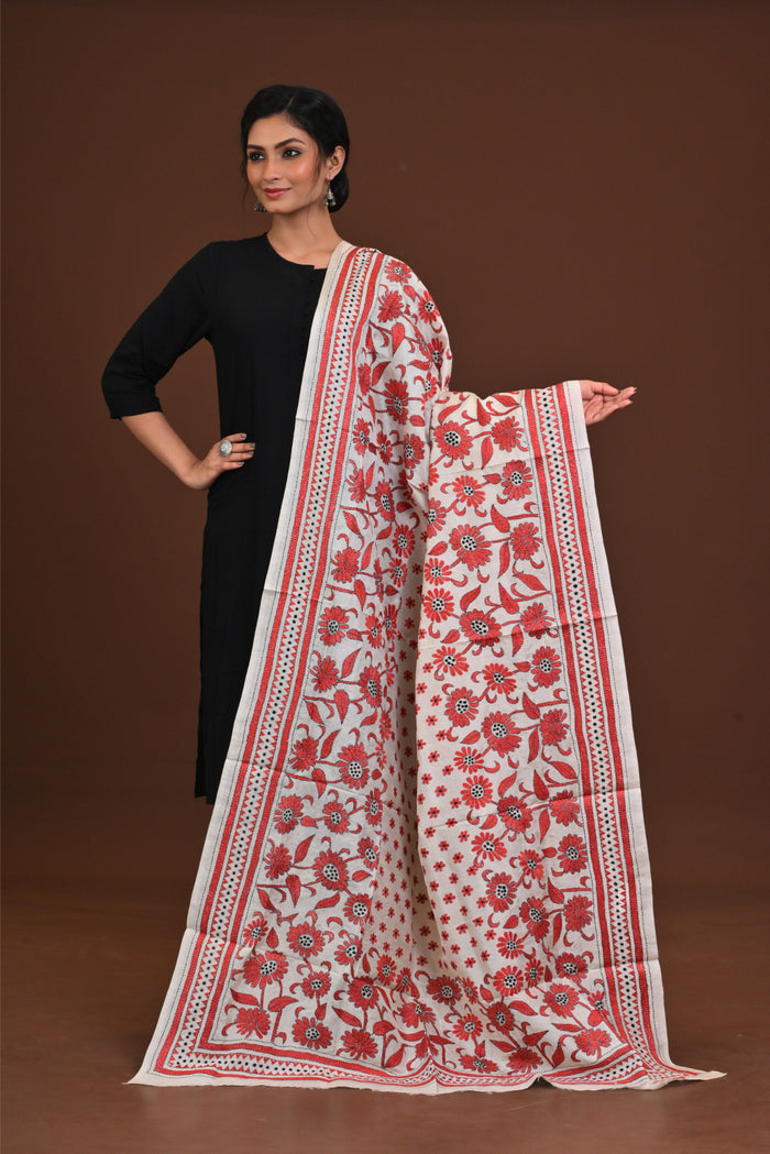 Pure Silk Kantha Dupatta