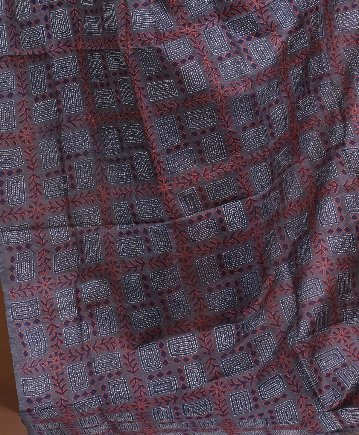 Silk Block Kantha Dupatta