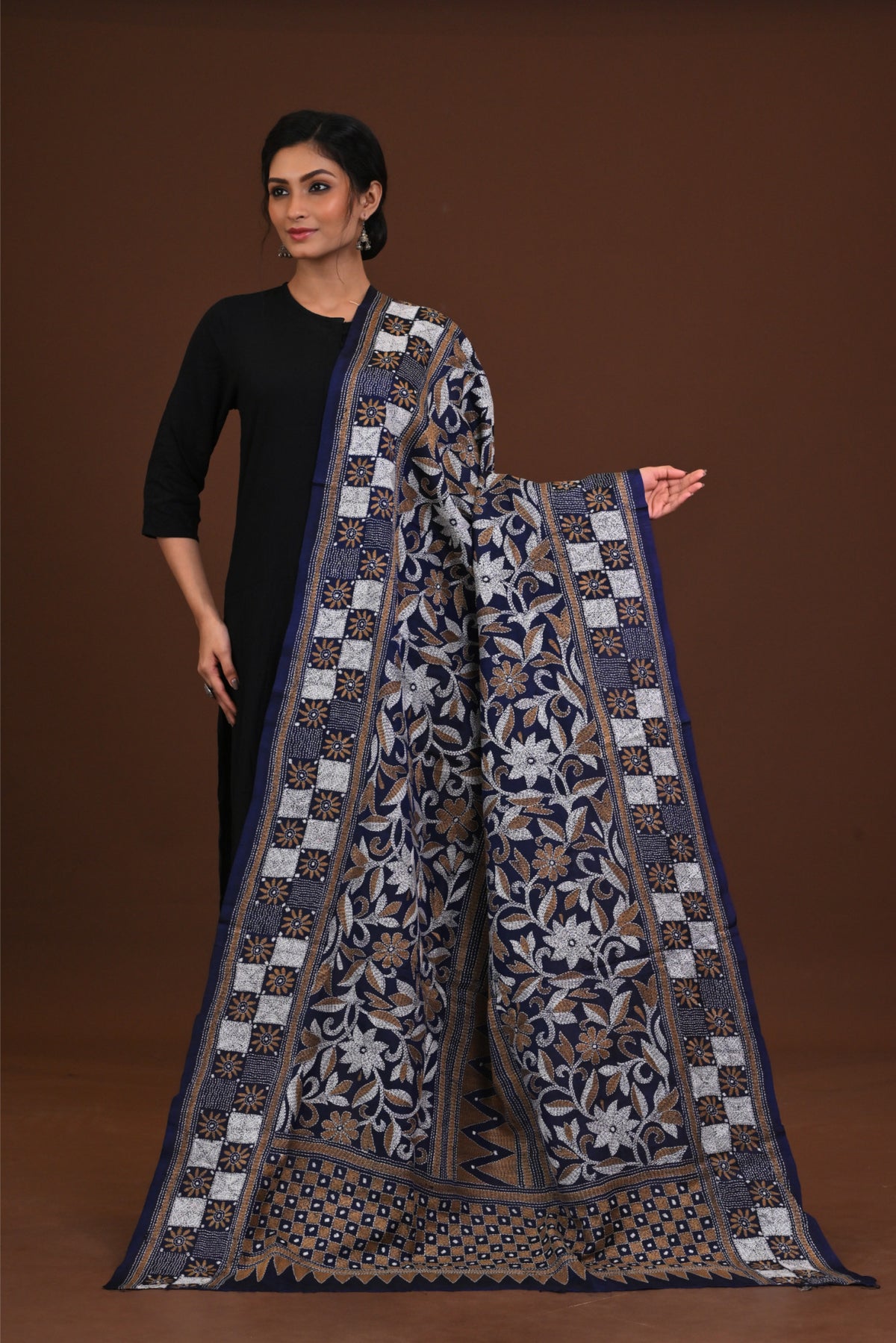 Pure Silk Kantha Dupatta