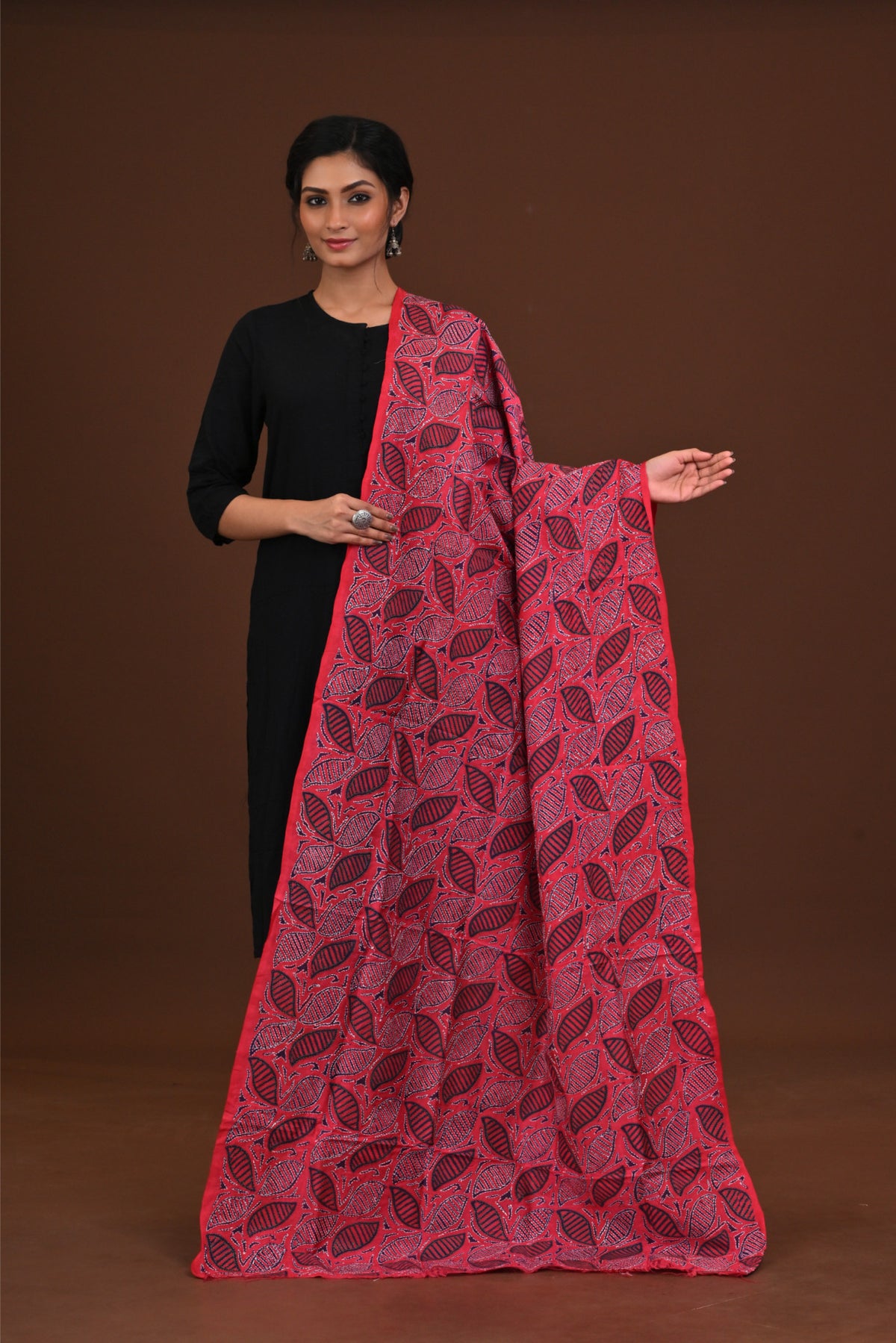 Silk Block Kantha Dupatta