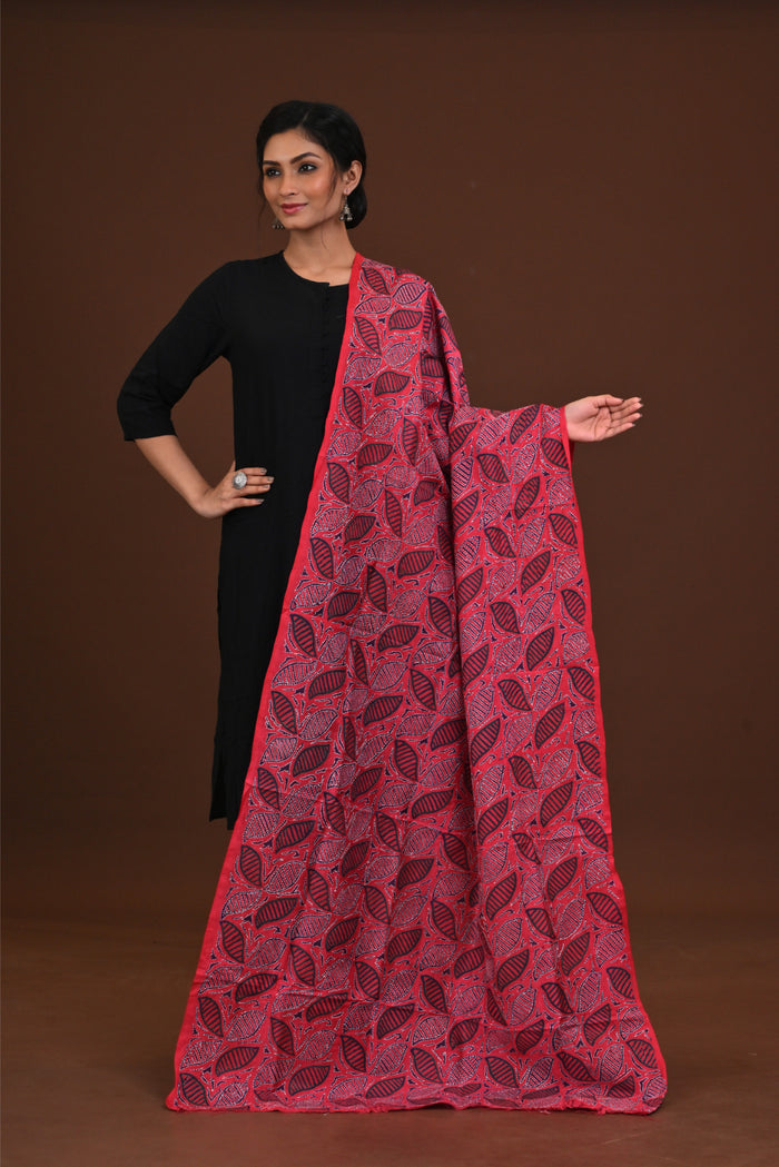 Silk Block Kantha Dupatta