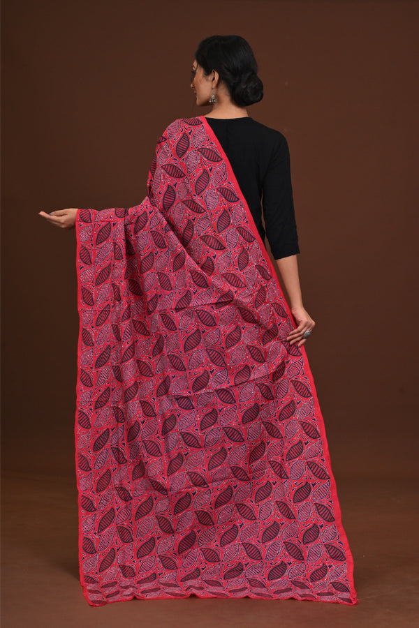 Silk Block Kantha Dupatta