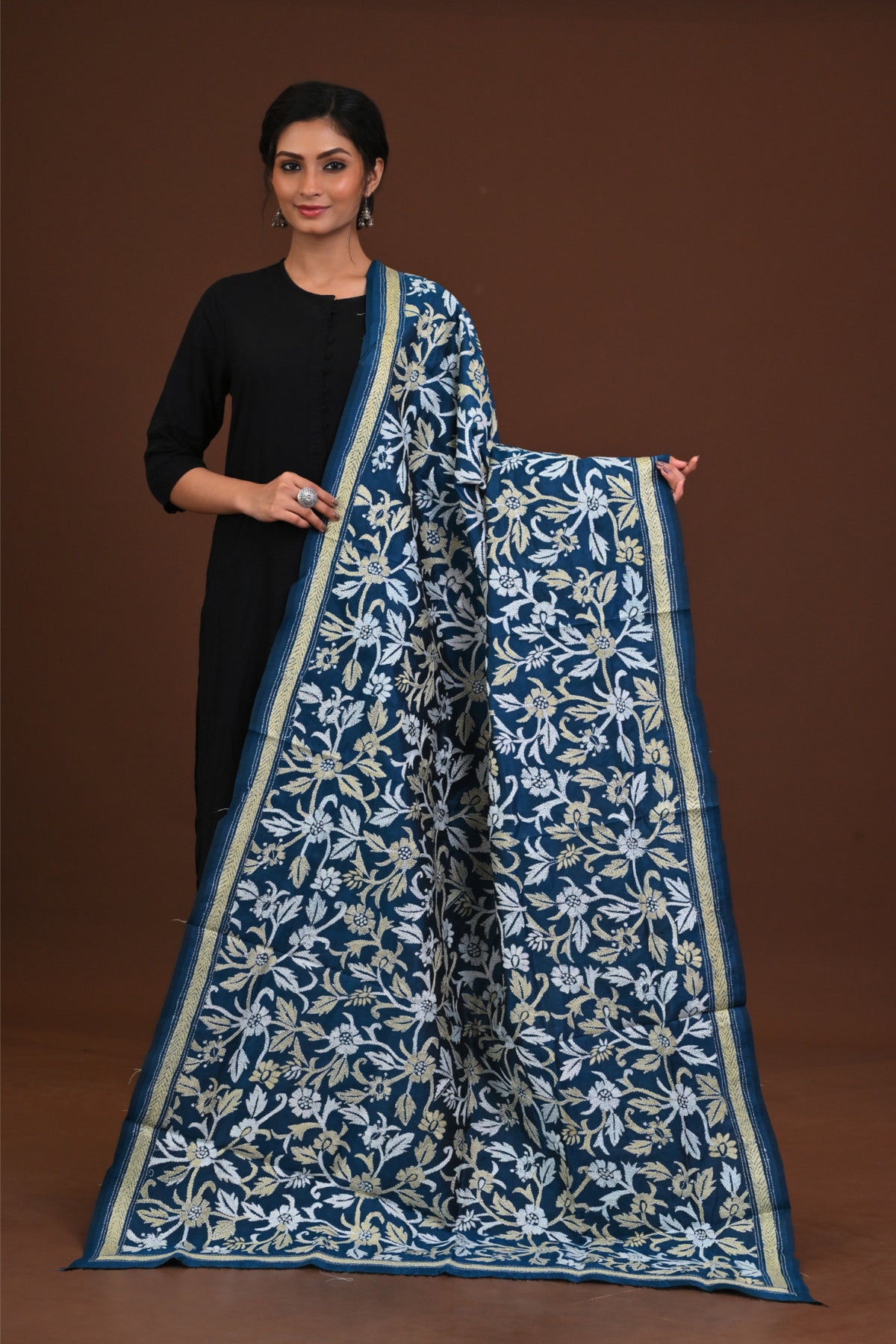 Pure Silk Kantha Dupatta