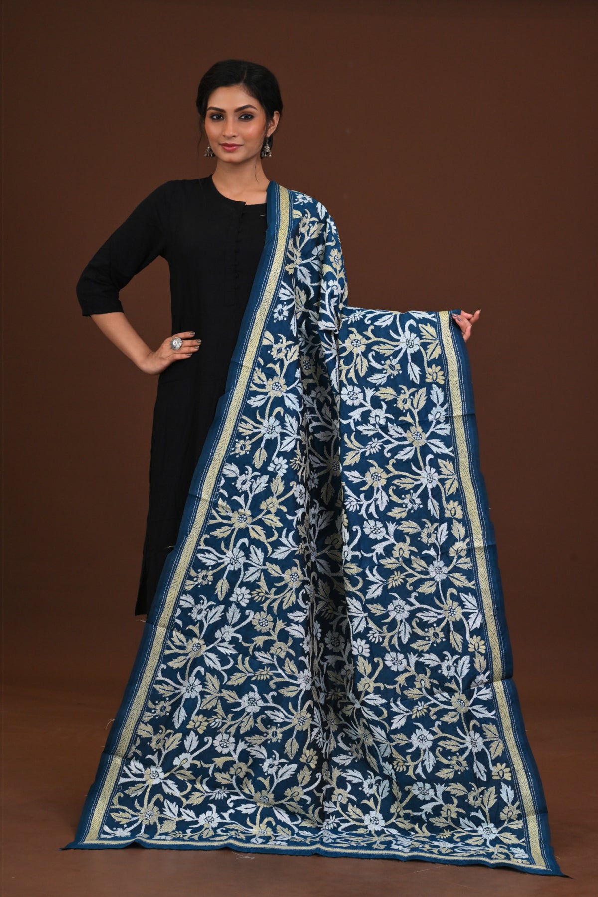 Pure Silk Kantha Dupatta