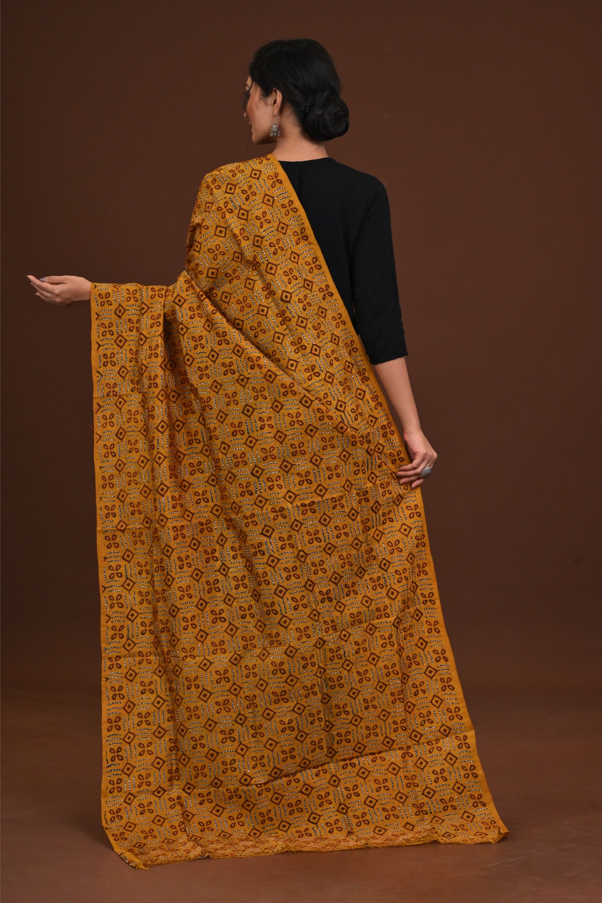 Silk Block Kantha Dupatta