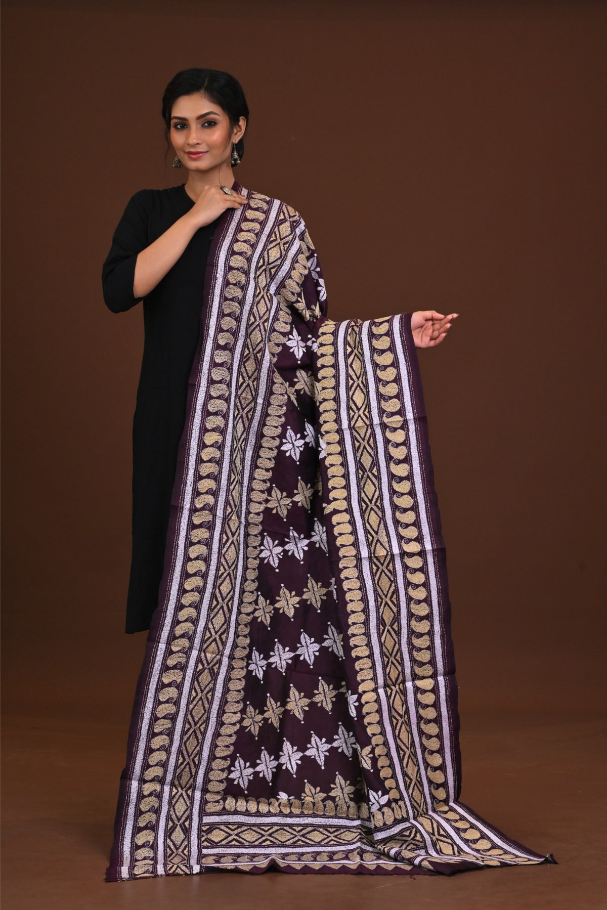 Pure Silk Kantha Dupatta