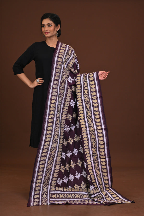 Pure Silk Kantha Dupatta