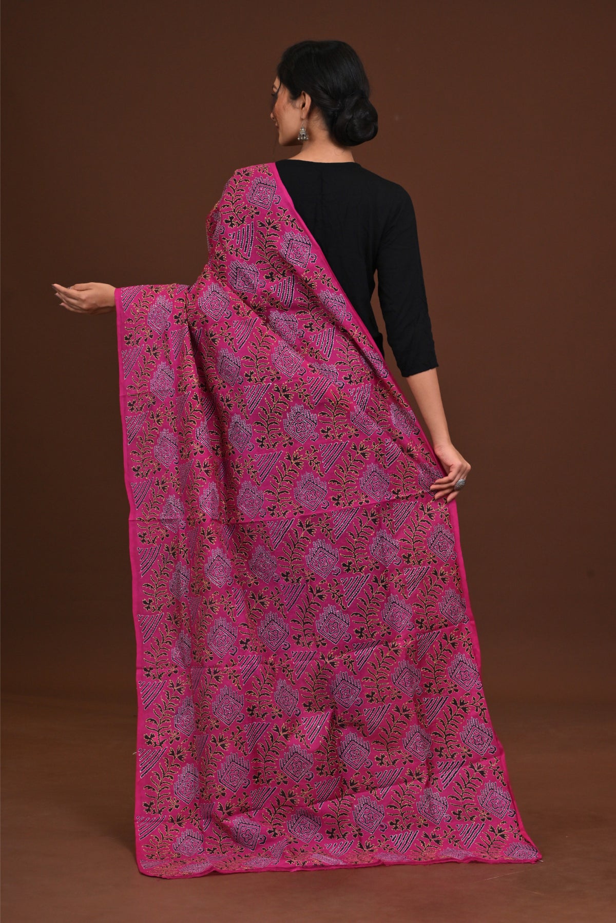 Silk Block Kantha Dupatta