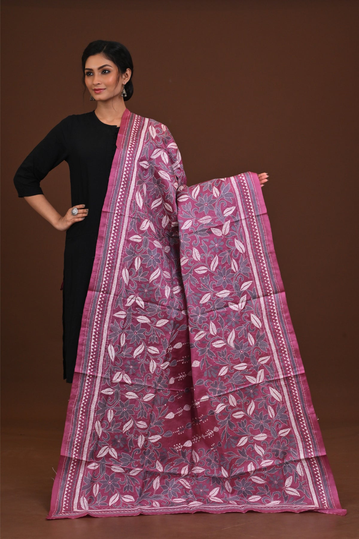 Pure Silk Kantha Dupatta
