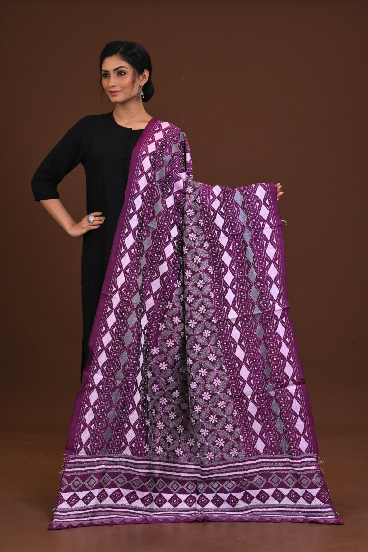 Pure Silk Kantha Dupatta