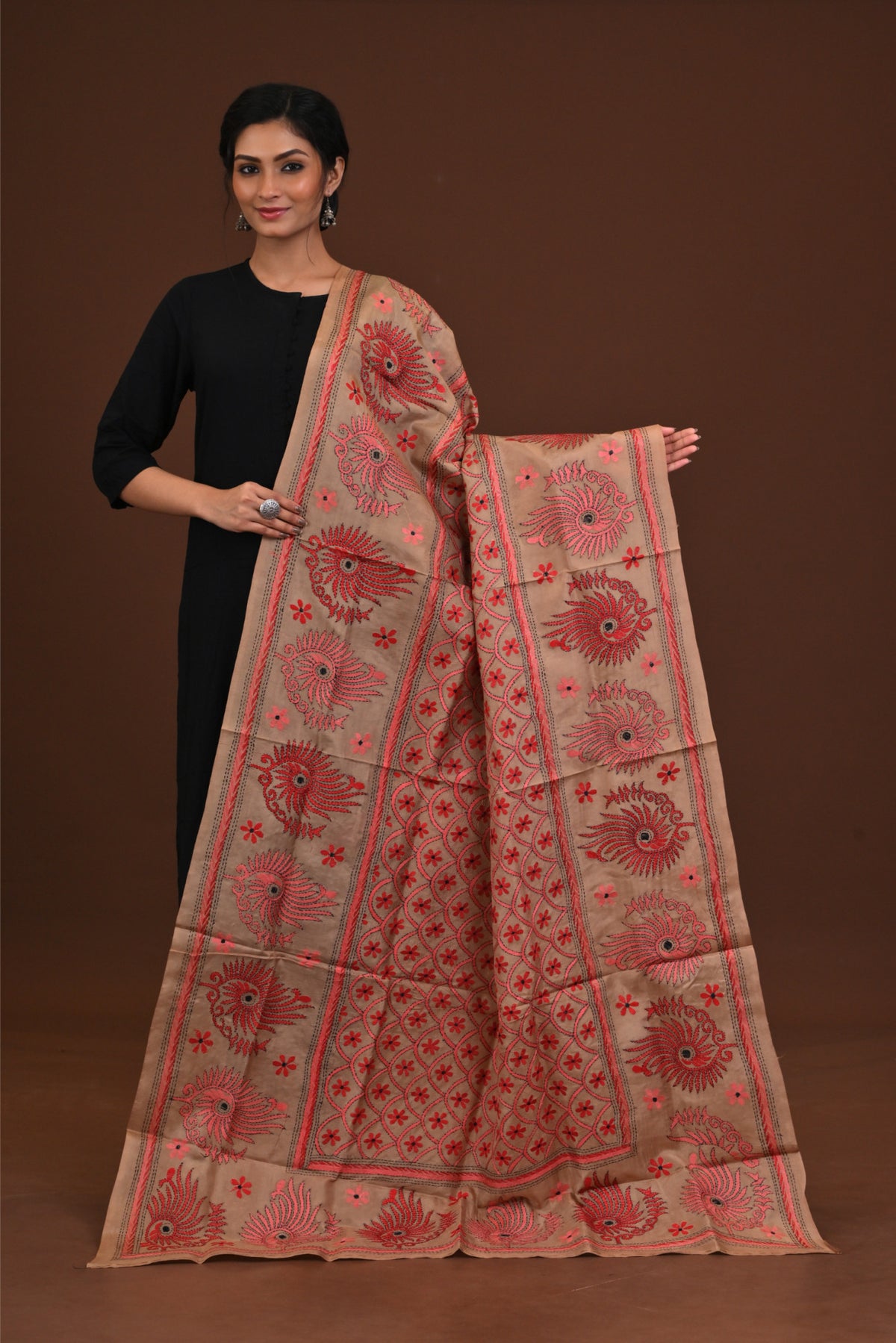 Pure Silk Kantha Dupatta