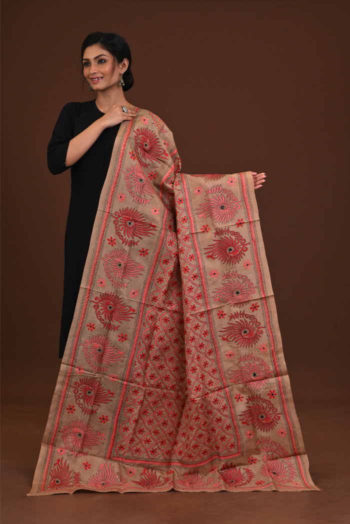 Pure Silk Kantha Dupatta