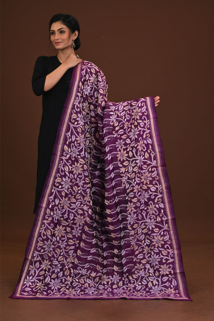 Pure Silk Kantha Dupatta