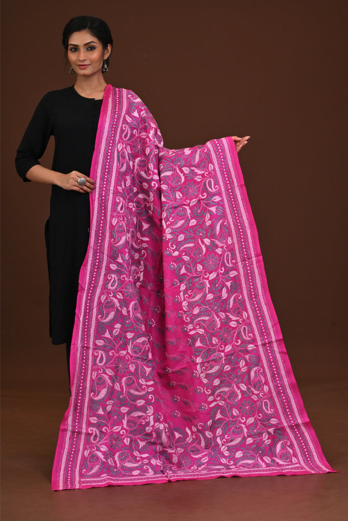 Pure Silk Kantha Dupatta