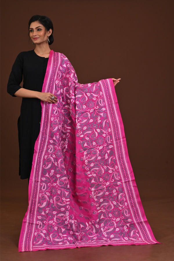 Pure Silk Kantha Dupatta