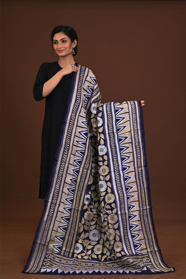 Pure Silk Kantha Dupatta