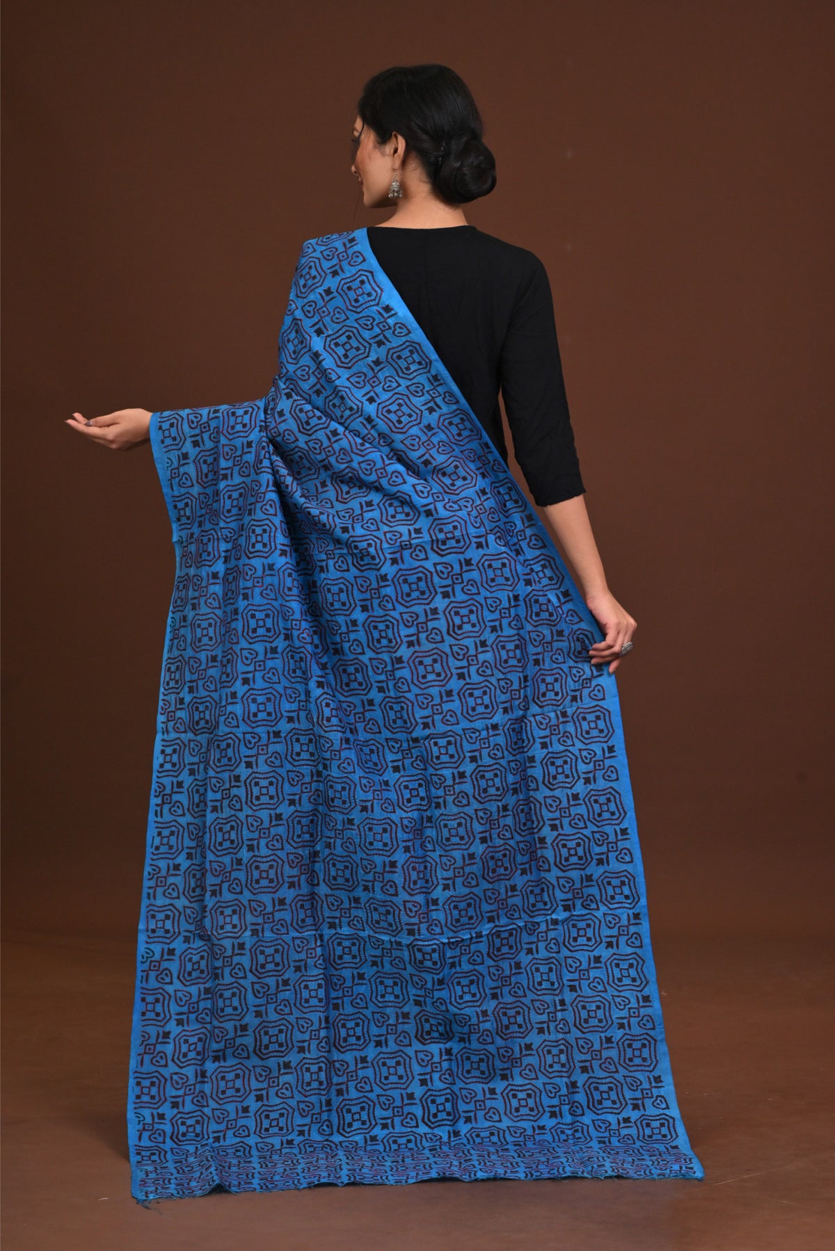 Silk Block Kantha Dupatta