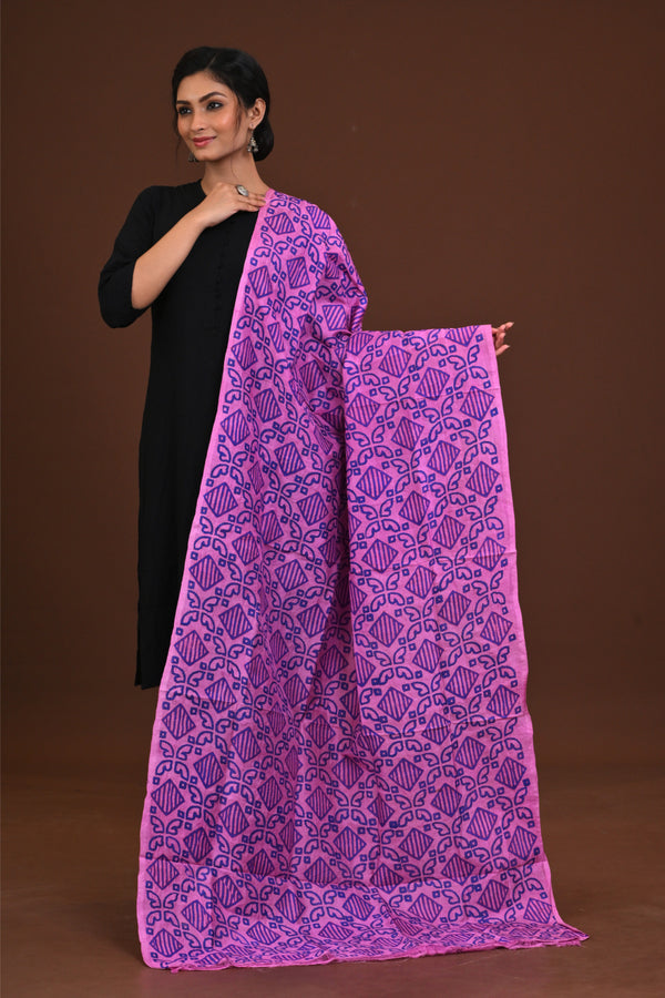 Silk Block Kantha Dupatta