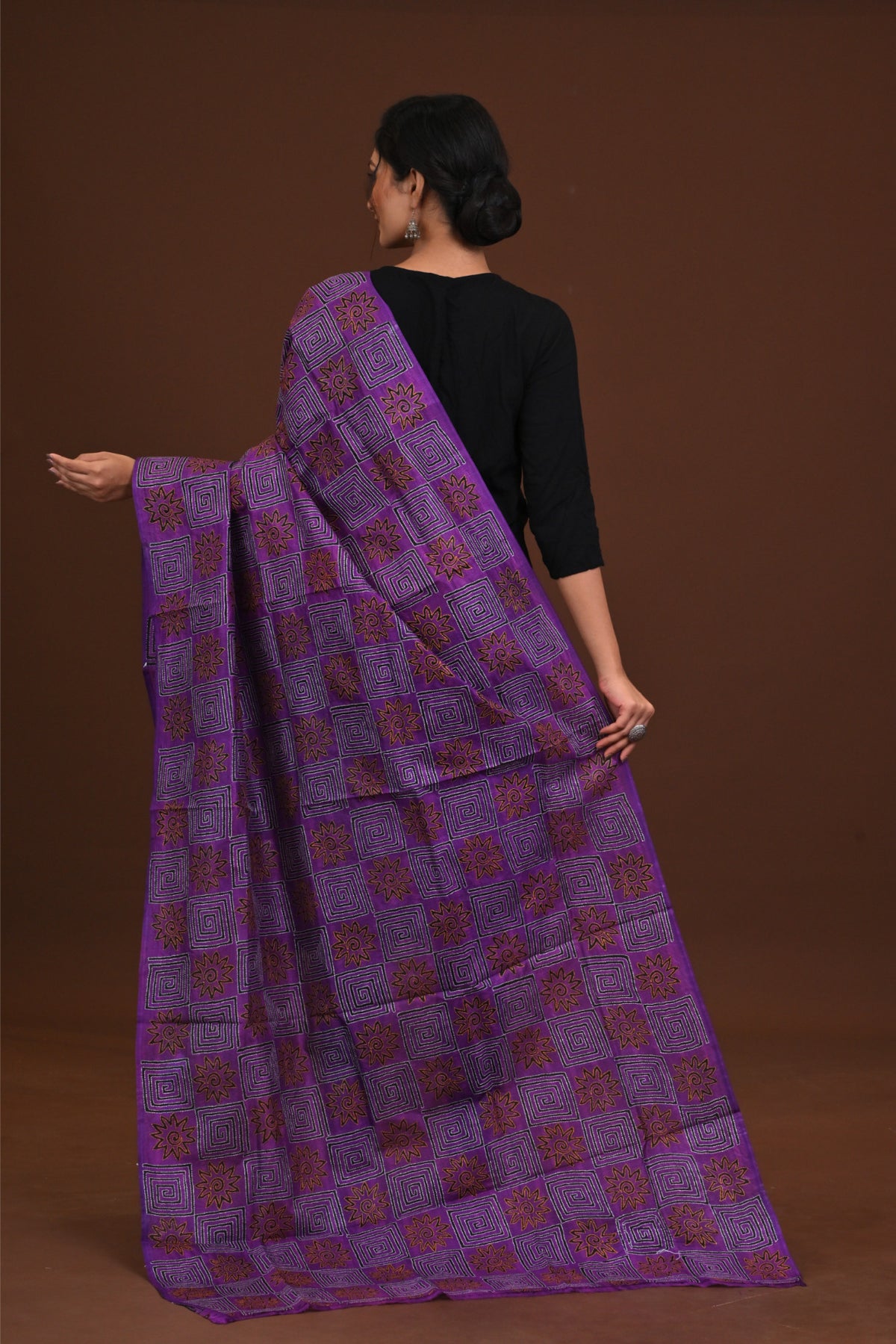 Silk Block Kantha Dupatta