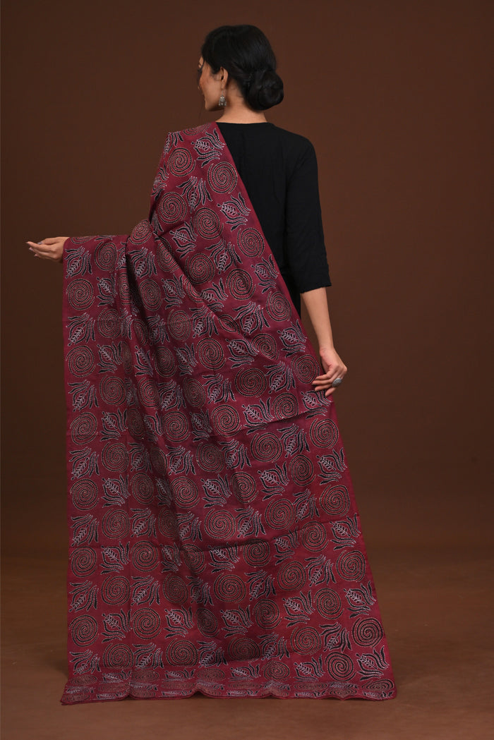 Silk Block Kantha Dupatta