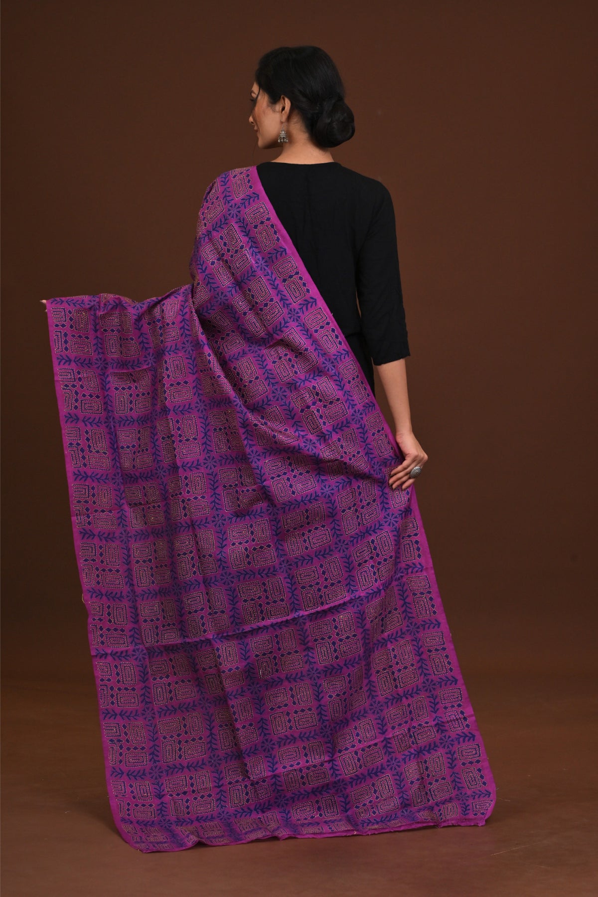 Silk Block Kantha Dupatta