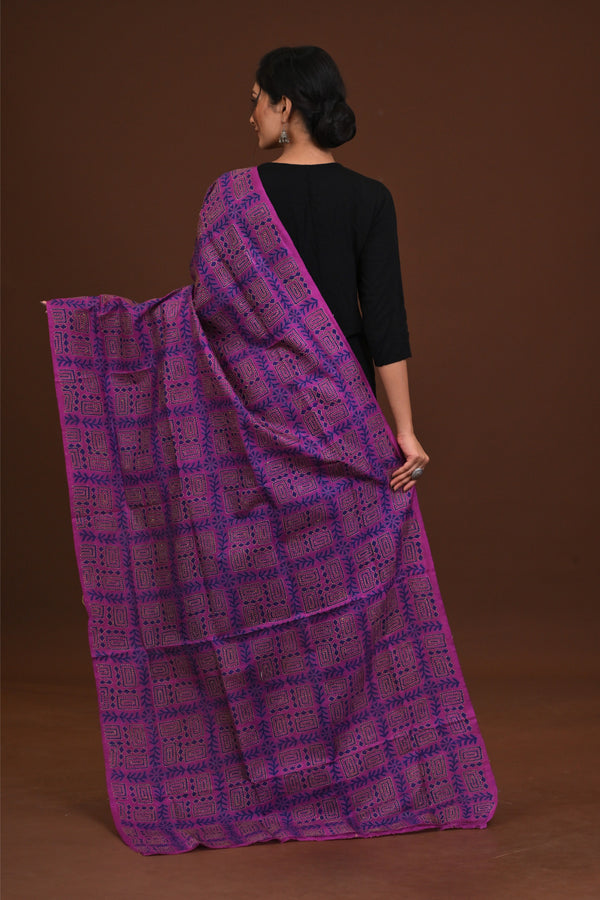 Silk Block Kantha Dupatta