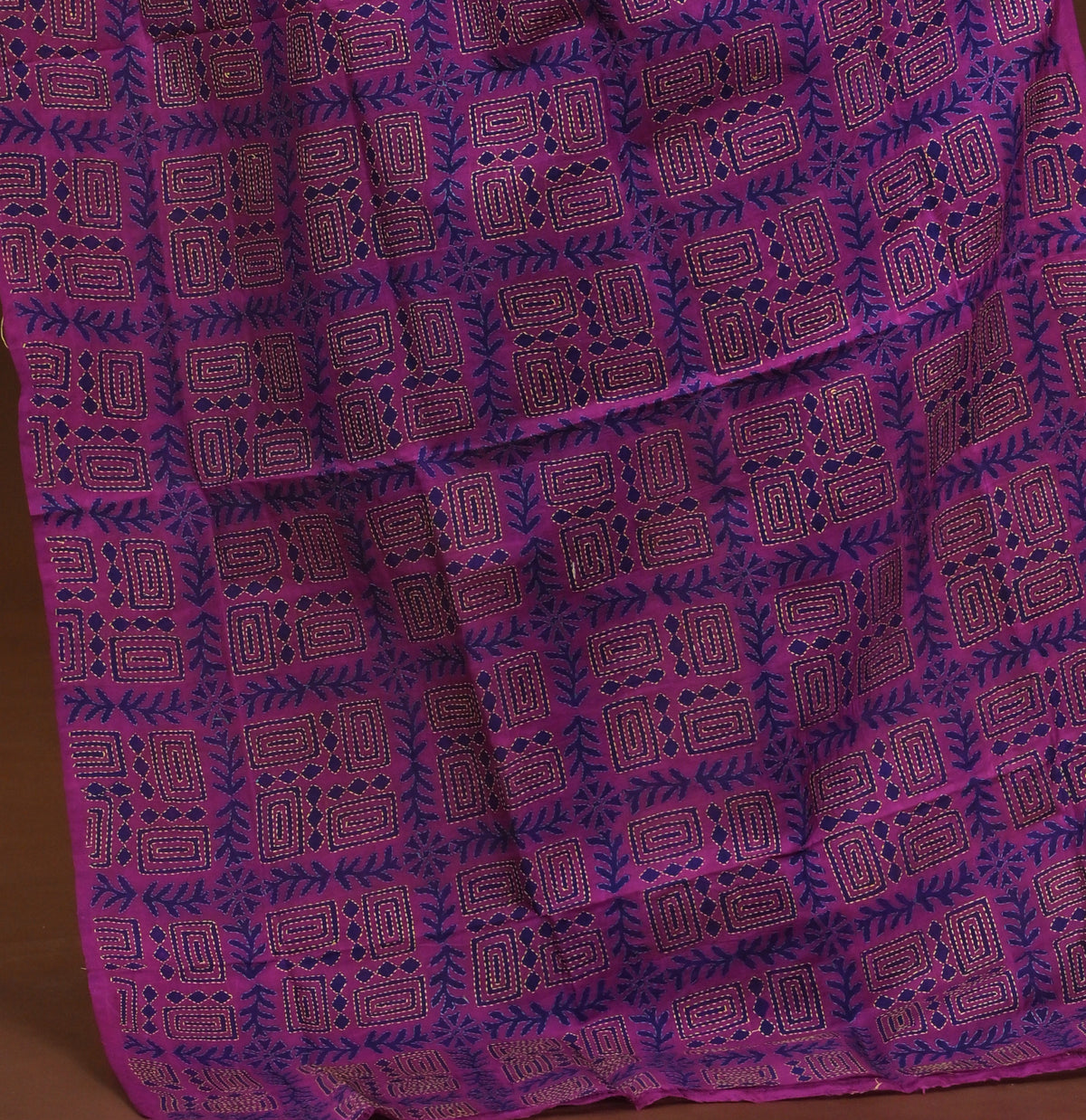 Silk Block Kantha Dupatta